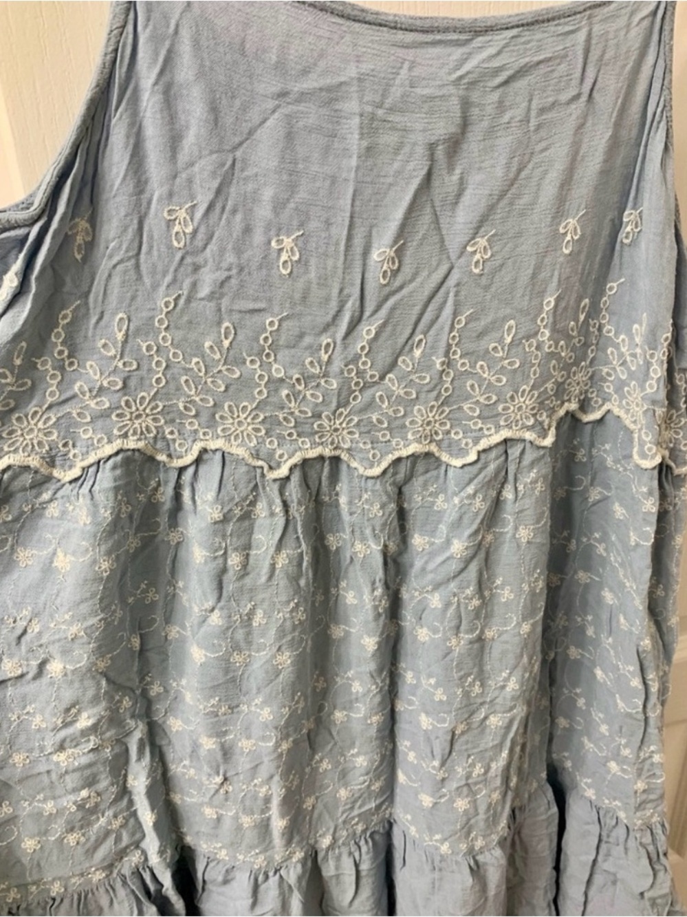 American Eagle Outfitters Light Blue Embroidered Spaghetti Strap Sundress - Picture 2 of 4
